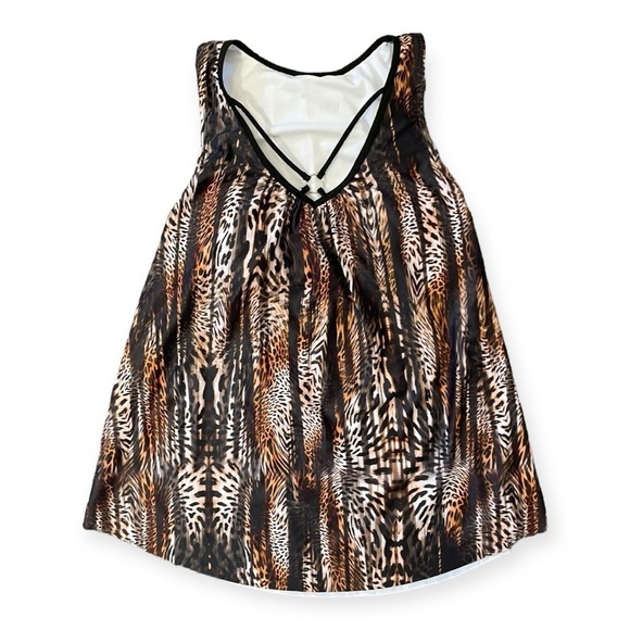 Animal Print Swim Top Tankini Vneck Womens Medium‎ - Picture 1 of 6